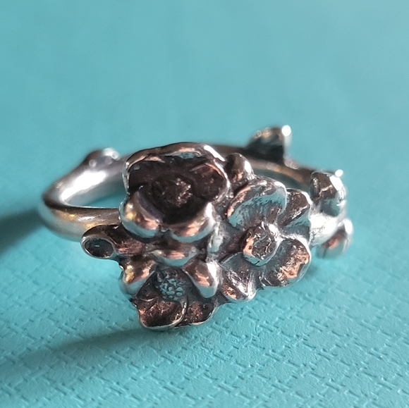Sterling Silver Spoon Ring Forget Me Not Flower Designer #100 - Picture 12 of 13